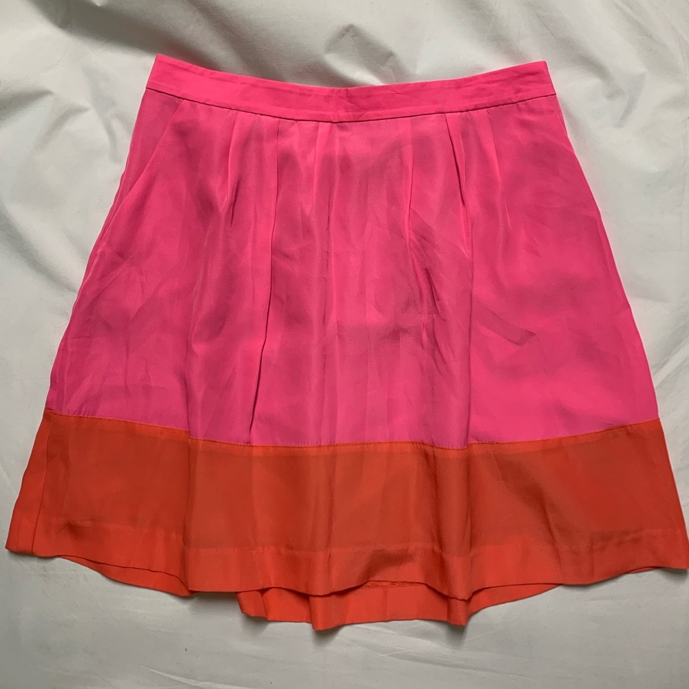 J.Crew neon orange and pink color lock skirt
